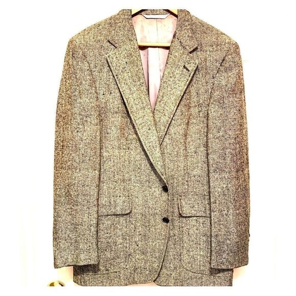 🌏 Lands’ End Black Tweed Blazer 42R 🌏 - Picture 1 of 5
